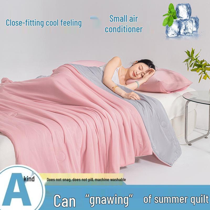 2025 A-Class Mica Cool Silk Summer Air Conditioning Quilt - Luxury Solid Color, Double Spliced, Washable