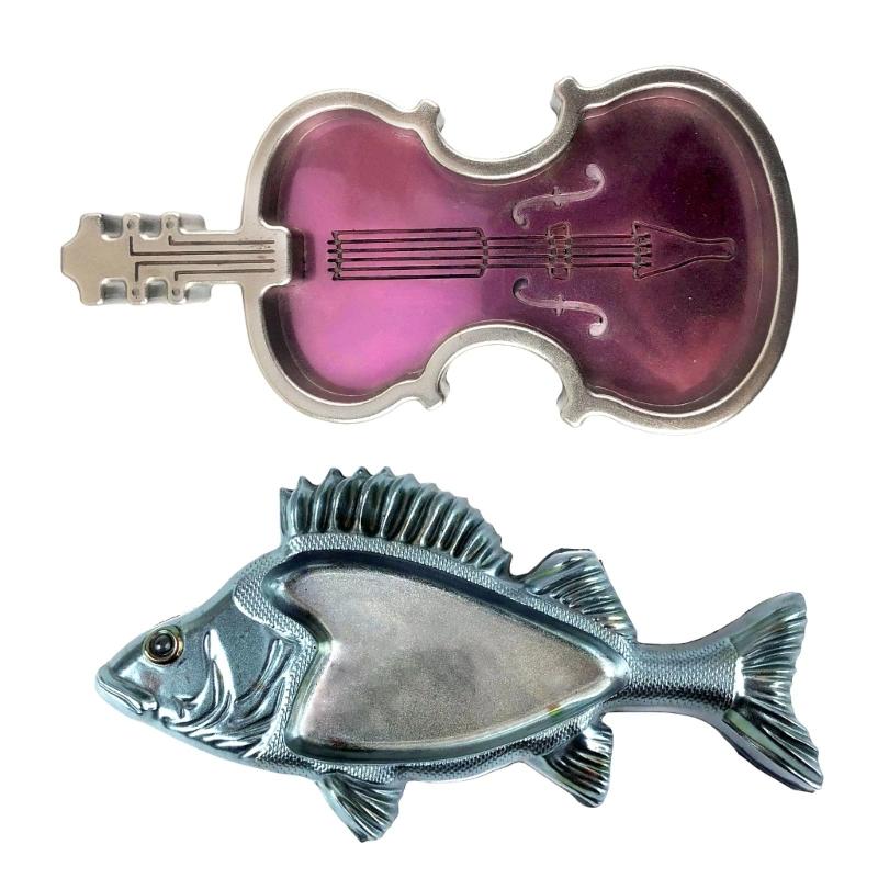 Fisch-/Geigenförmige Aufbewahrungsbox Silikonform Organizer Tablett Harzform Mode Schmuckplatte Handgefertigtes Handwerk Epoxidformen