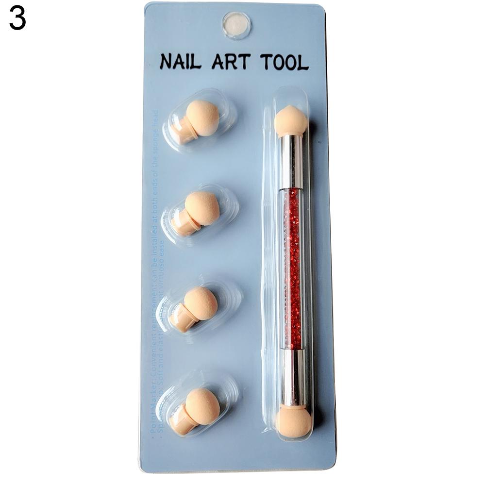 Portable Washable Double-Head Sponge Stained Pen Nail Art Painting Point Painting Tool