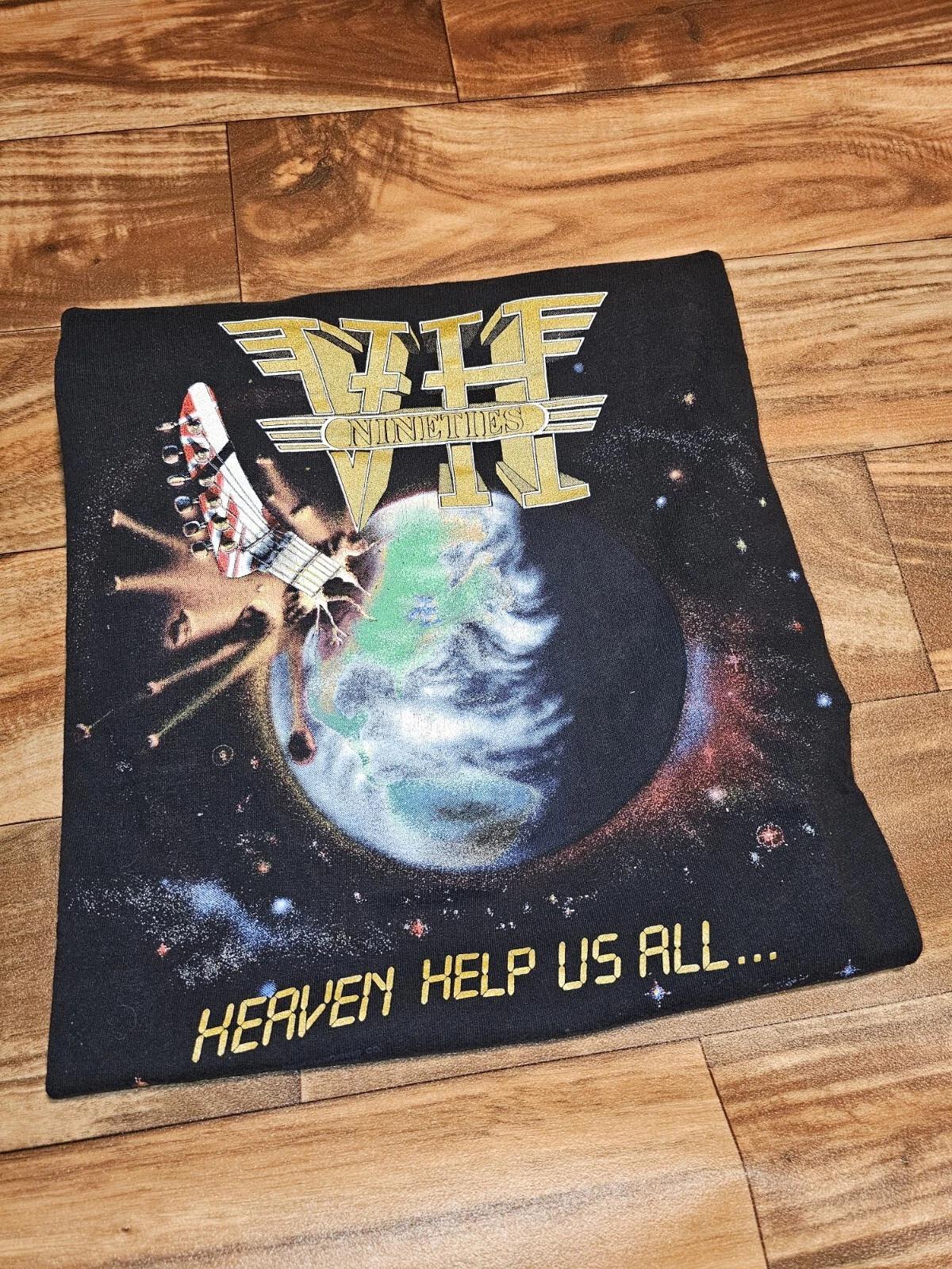 

Винтажная Редкая 1990 Van Halen Рок-группа Heaven Help Us All Тур-футболка L/XL XL