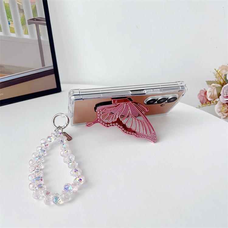 Applicable to Samsung ZFold7 folding mirror butterfly bracket anti-drop case zfold6/5 acrylic bracelet protective case