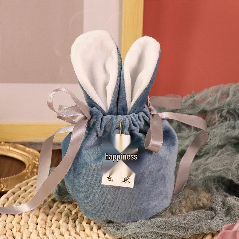 Velvet Rabbit Ear Candy Gift Bag - Wedding Favor Drawstring Bag & Velvet Candy Box