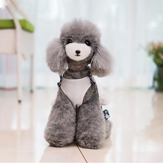 Dog Jumpsuit Round Neck Floral Printed Ruffles Hem Bowknot Romper Pet Dog Pet Supplies