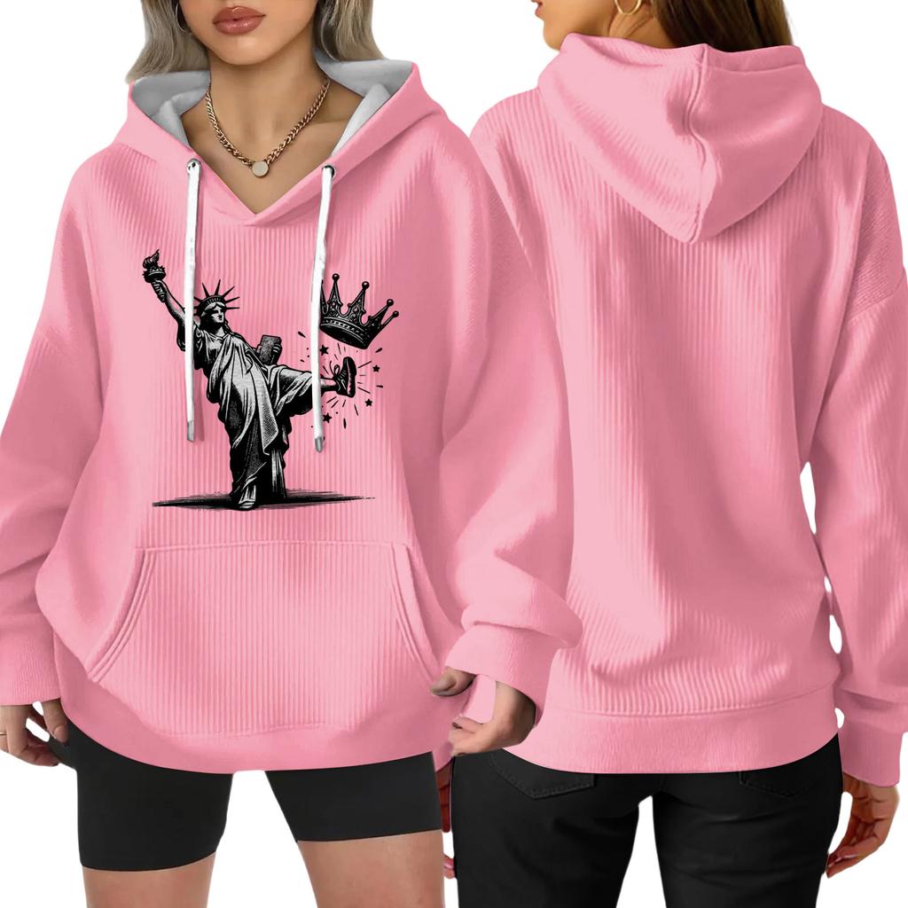 Women's Fashion Casual Long Sleeve Loose Printed Pullover Sports Long Sleeve Sweatshirt