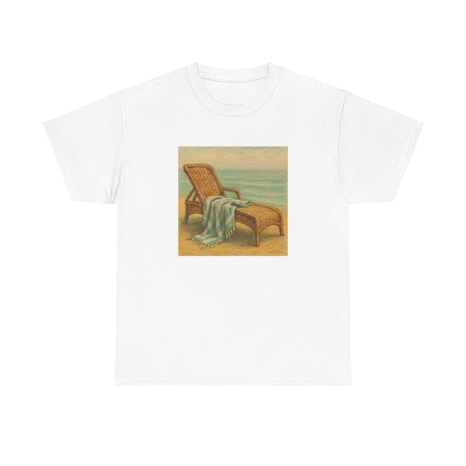 

Unisex Adult T Shirt Wicker Chaise Ocean Vista M