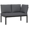 4 Piece Outdoor Sofa Set with Cushions Black Aluminum