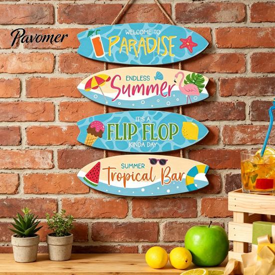 Handgefertigtes Holzbrett Inspirierendes Hängeschild, Sommer Surfen Kinder Positives Zitat Wandplakette, Café Innendekoration Bauernhaus Schnurschild für