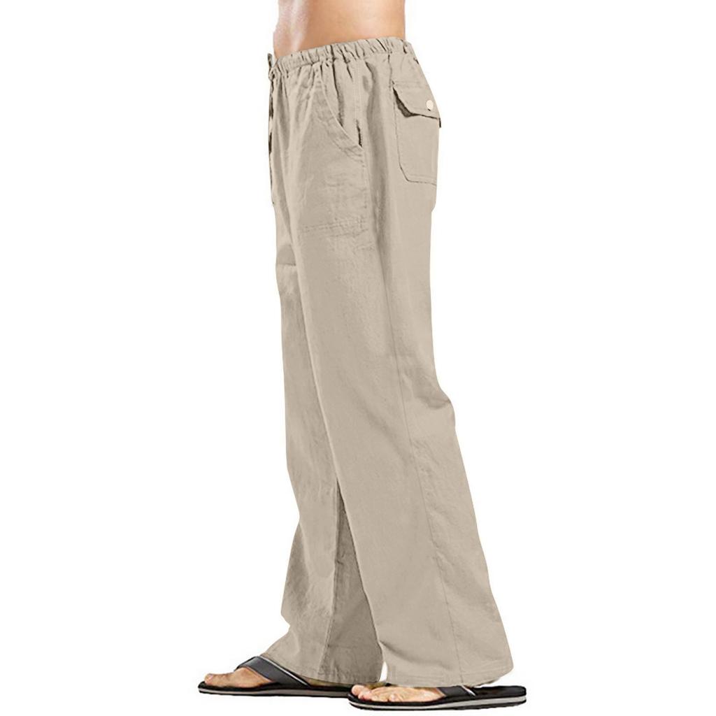 Men's Cotton Linen Pants Color Pants Casual Trousers Lightweight Loose Beach Summer Pant