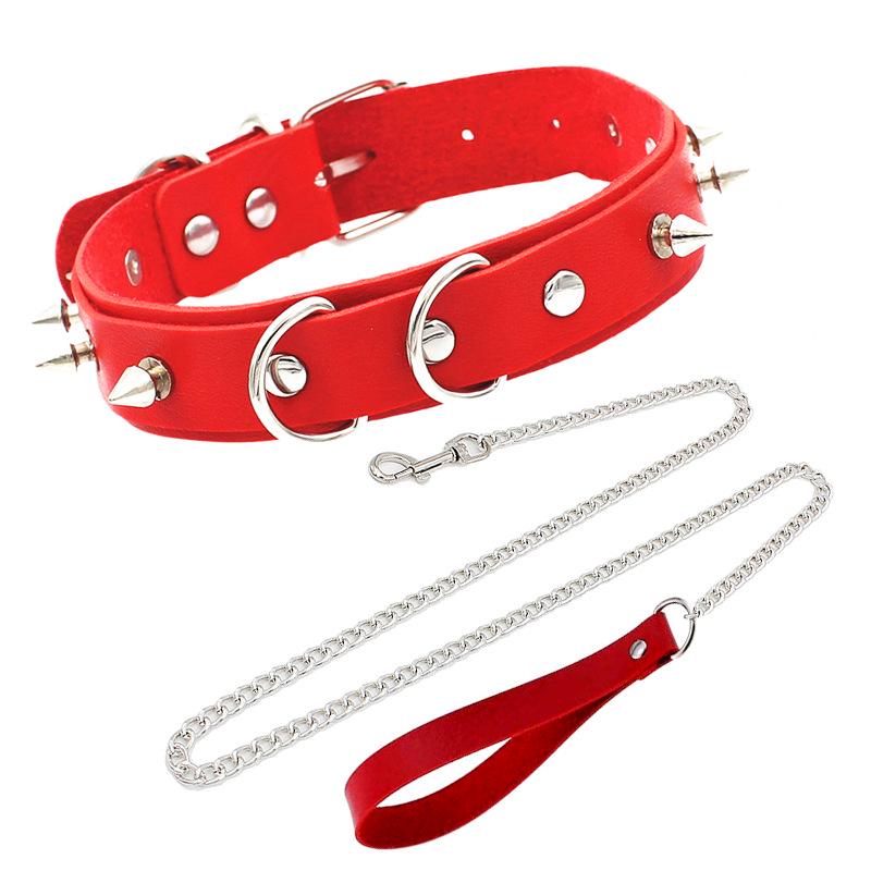 Set Exagerat Guler cu Nituri și Lesă pentru Adulți