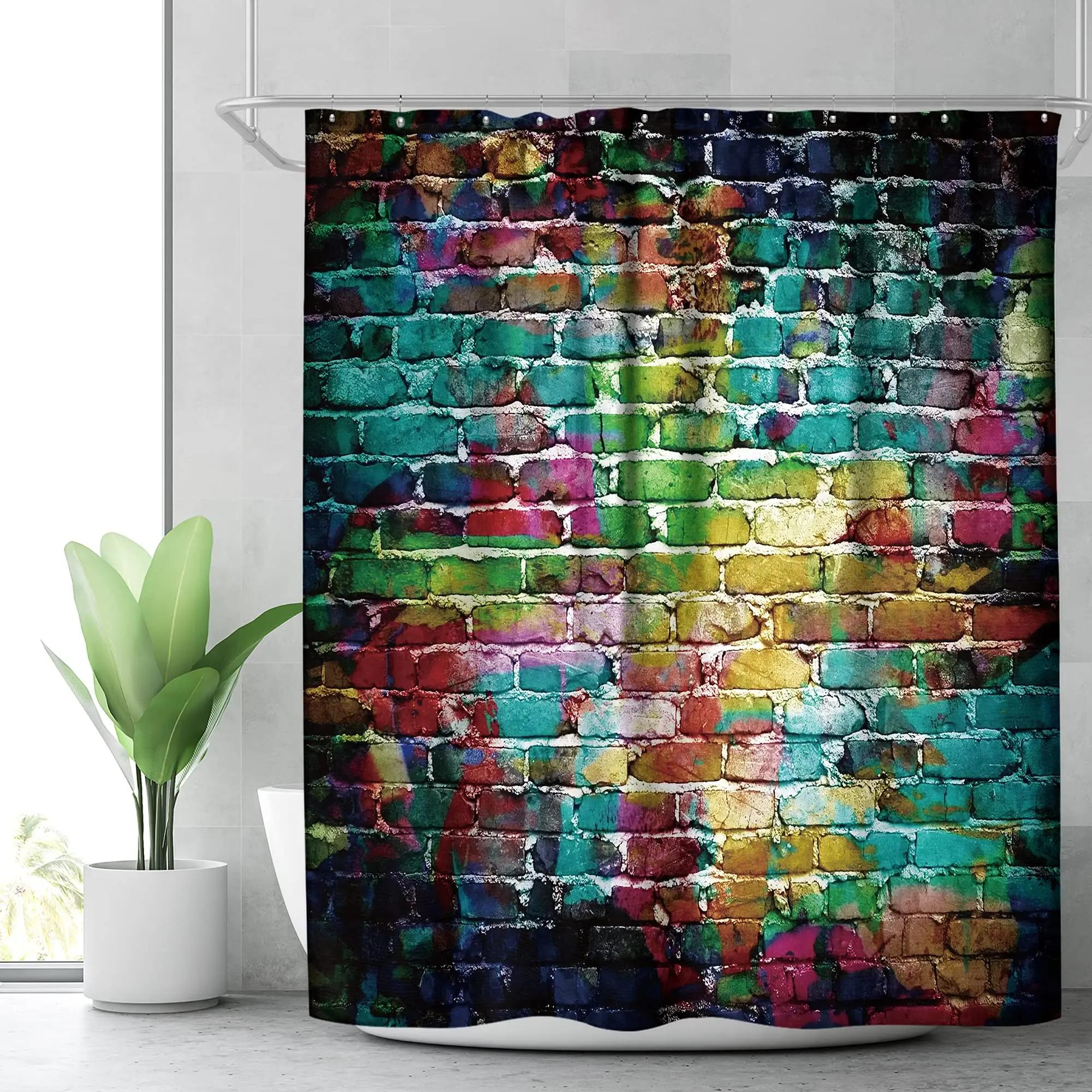 

Colorful Graffiti Shower Curtain Abstract Art Home Creative Bathroom Curtains Decor Waterproof Polyester Fabric with 12 Hooks W90xH180cm