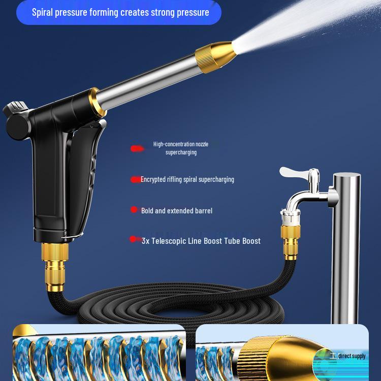 High-Pressure Telescopic Car Wash Water Gun with Soft Hose Nozzle
