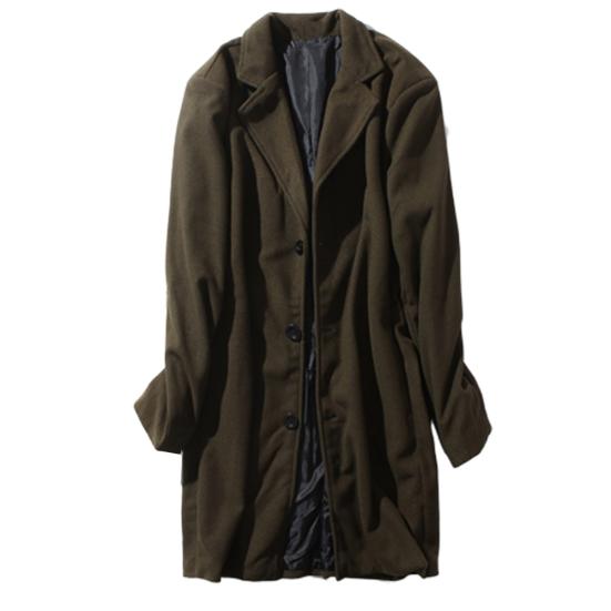 Herre Vinter Reverskrage Ullkåpe Enkeltspent Lommer Pluss Størrelse Trenchcoat
