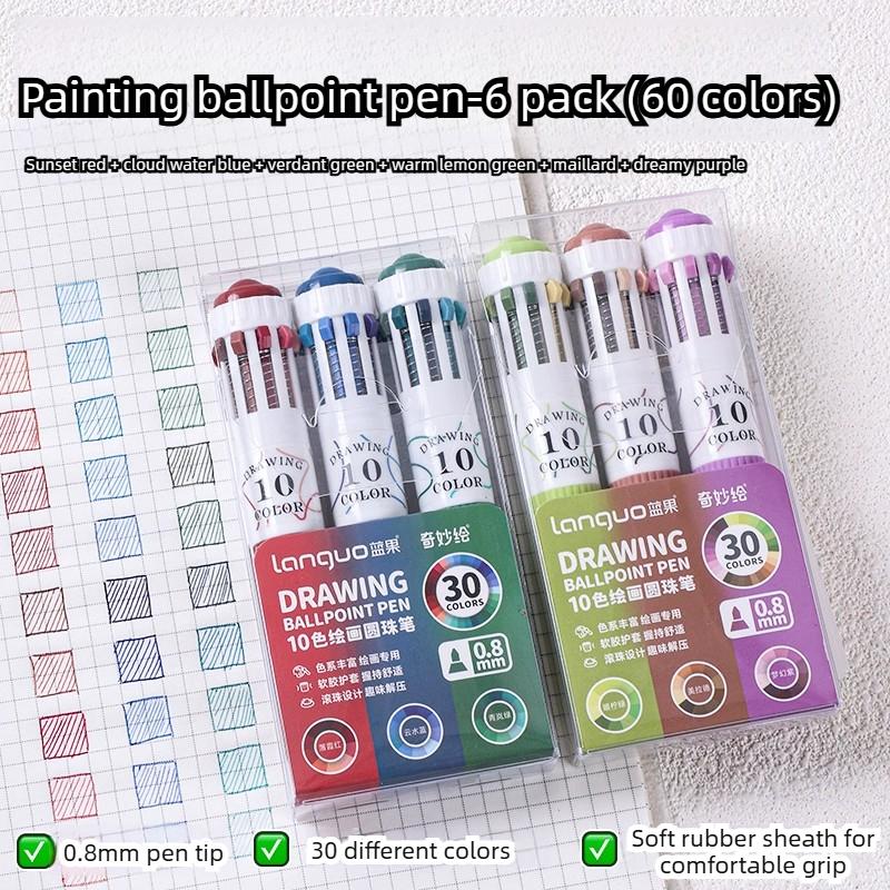 LANGUO 146/10 Colors Ballpoint Pen 0.8mm Cartoon Soft Grip Press for Drawing Multicolor Writing Pen Office School Supplies
