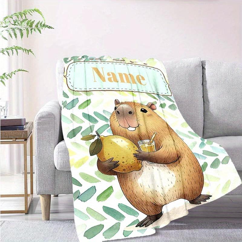 Capybara'S Drink Customize Your Name Blanket Warm Comfortable And Soft Blankets Are Suitable For Home Lunch Break Blanket Office Sofa Sofa Gift To