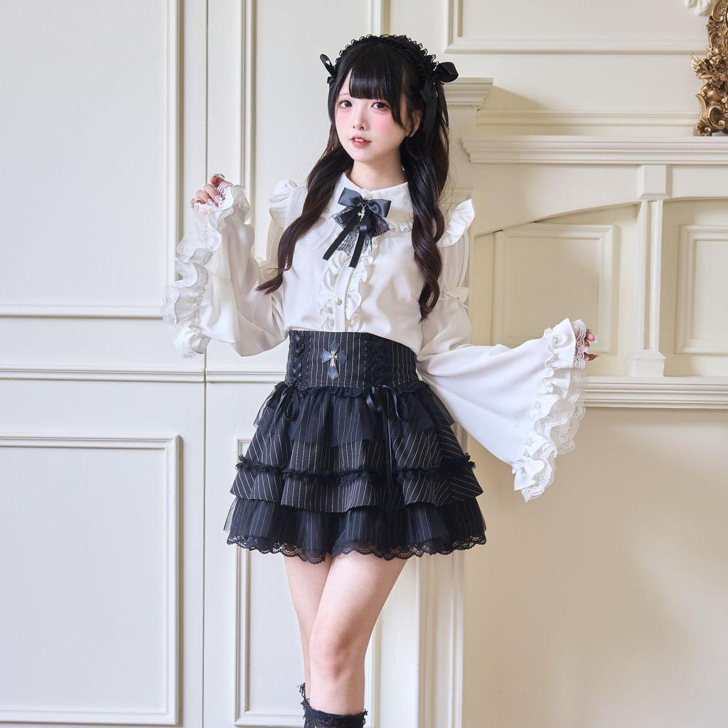 2025 Autumn Gothic Lolita Night Heron Lace Princess Sleeve Anime Cosplay Top