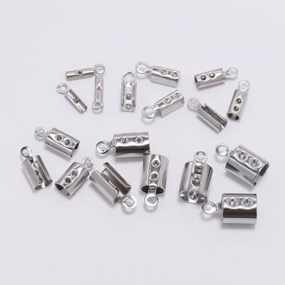 50 Pcs Stainless Steel Leather Cord Clasp End Clasps Crimp Bead Connectors For Jewelry Making Findings DIY Accessories Supplies