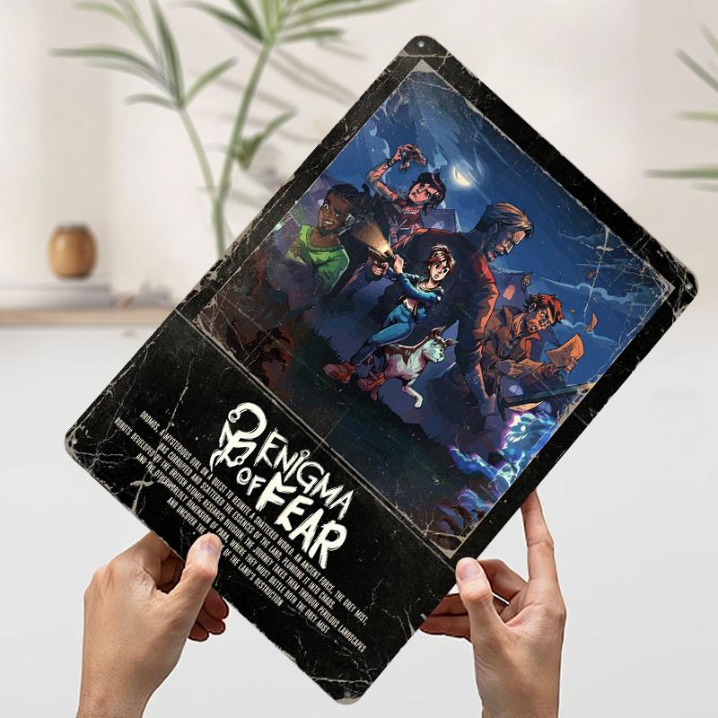 

Enigma of Fear Game Printed Poster Customized Wall Art Retro Vintage Metal Tin Signs for Aesthetic Room Decor Men Man Cave Home 7.9x11.8In(20x30cm)