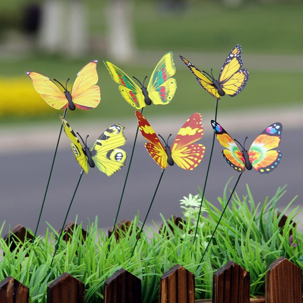 50 Stück Schmetterlingsstecker - Wasserdichte Garten-Schmetterlingsdekorationen für Hof, Innen- und Außenbereich, Terrasse, Blumentöpfe, Blumenbeete (Zufällige Farben)
