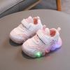 Kids Light Up Heart Pattern Korean Style Sports Sneakers For Boys And Girls