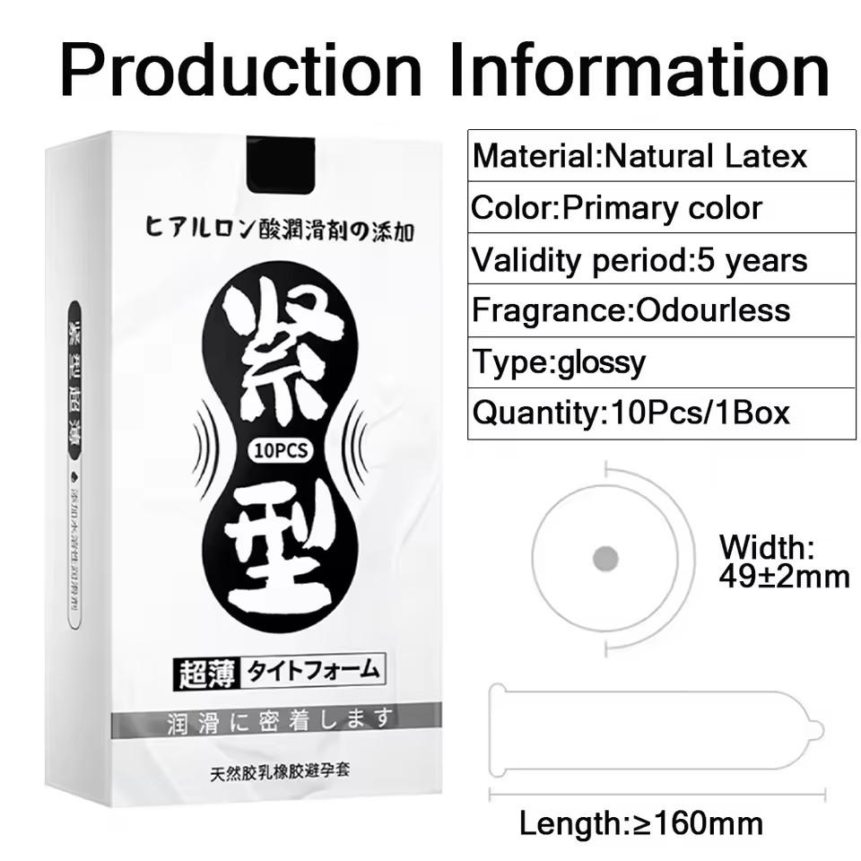 45/49mm Small Tight Condoms for Men Small Size Natural Latex Smooth Condom Hyaluronic Acid Penis Sleeve for Adults Love Sex Tool