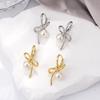 Luxury Asymmetrical Bow Pearl Earrings for Women - Ear Studs, Cuffs & Hoops for Round, Square Faces.