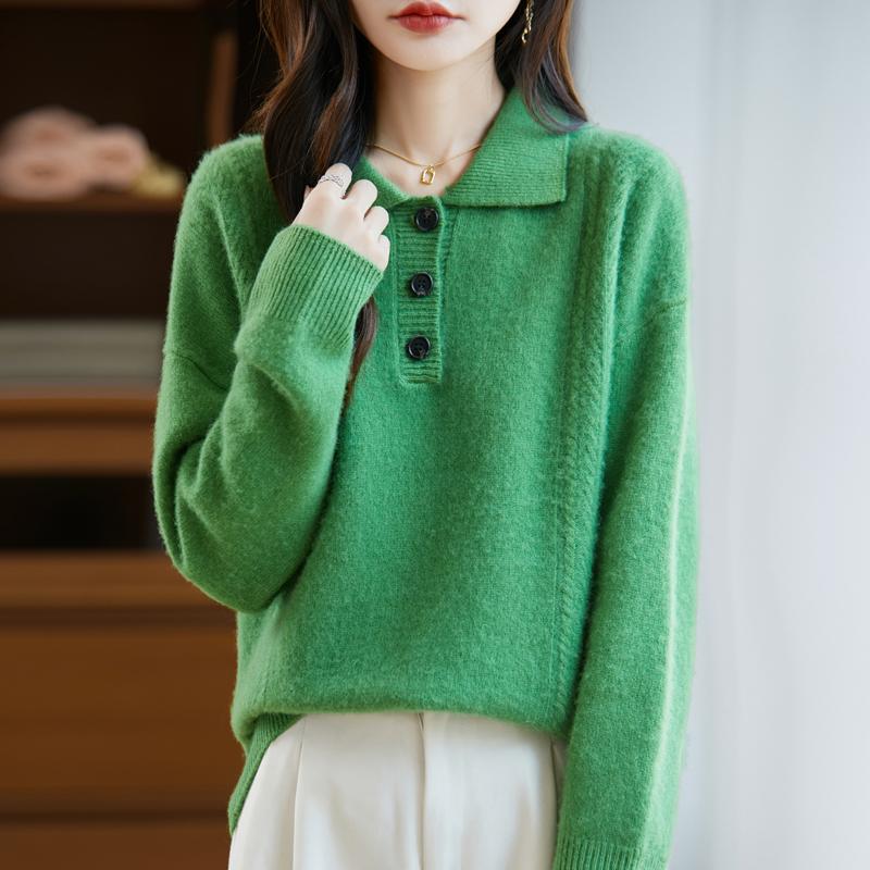 Women's cashmere sweater Qinghe cashmere 30% cashmere 70% wool autumn and winter pullover warm and fashionable