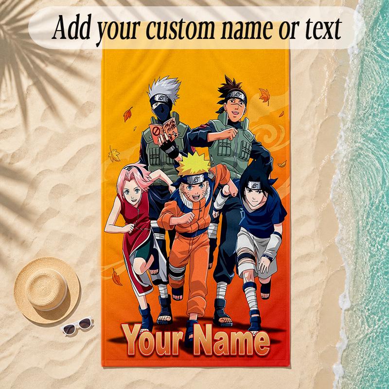 Beach TowelNaruto Custom Name Text Personalized Soft Towel for Beach Pool Indoor Home Decor Gift