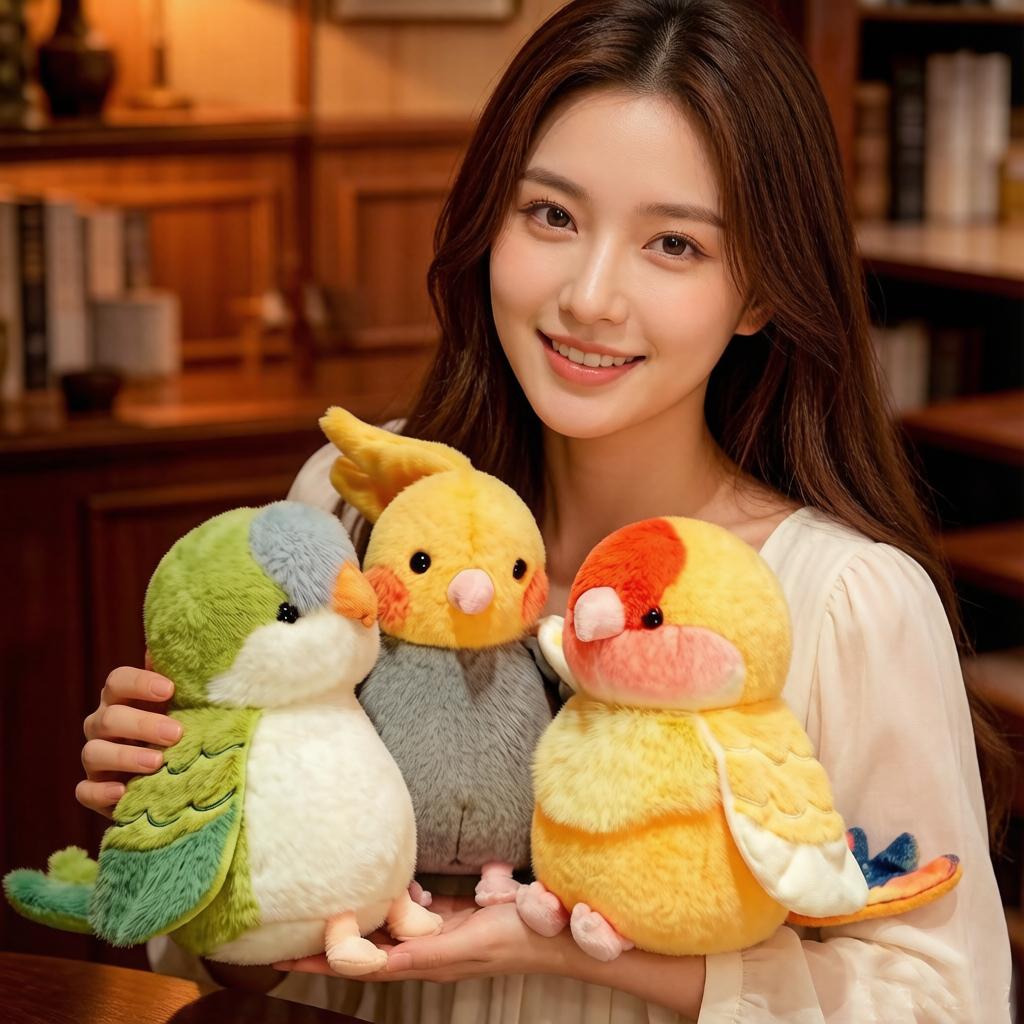 25cm Parrot Bird Doll Hand Puppet Plushie Stuffed Cartoon Animal Interactive Tell Story Education Prop Comforting Gift