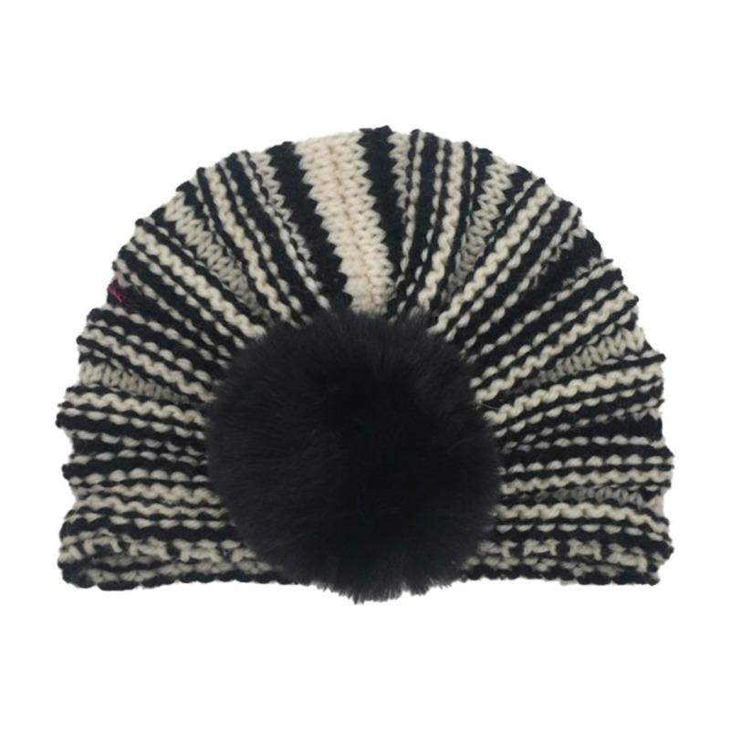 New Baby Wool Hat, Cute Warm Hairball Children's Hat, Autumn and Winter Baby Fontanelle Knitted Hat