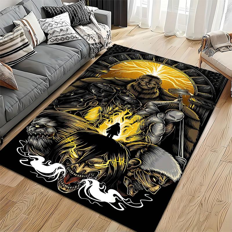 Epic Fantasy Warrior Scene suitable as a non-slip mat for the living room or bedroom sofa