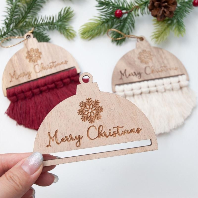 6pcs DIY Woven Rope Christmas Tree Ornaments Unfinished Wood Slices Decorations