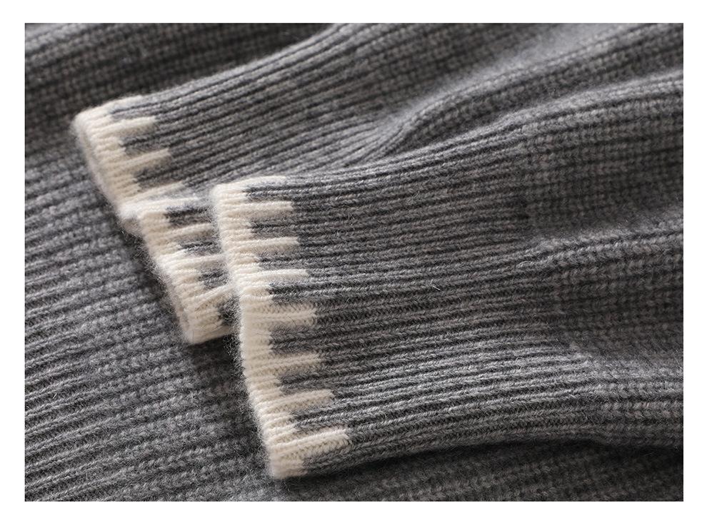 Lekasha Gray Cashmere Stand-Up Collar Sweater - Versatile Inner & Outer Layer for Autumn/Winter Girls' Fashion.