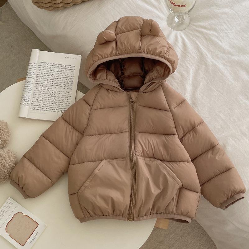 

Детская легкая пуховая куртка с капюшоном - Модная верхняя одежда для малышей и младенцев для мальчиков и девочек 100 cm кофейный