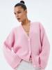 Women's Thick Pink Knit Cardigan - European & American Style