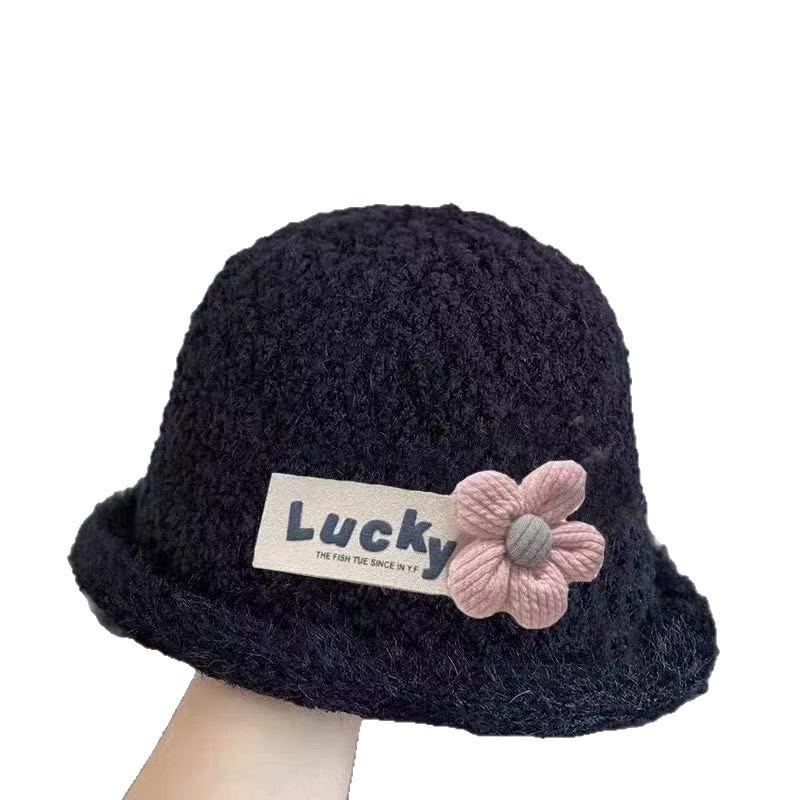 Children's baby hat autumn and winter foreign style flower baby knitted bucket girls warm thickened bucket hat