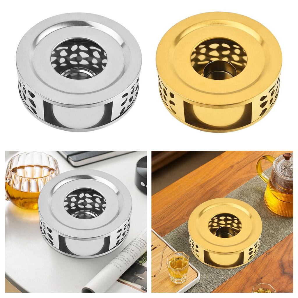 Teapot Warmer 430 Stainless Steel Hollow Design Coffee Pots Candle Base Stand for Household Glass Teapot Tea Stove Milk Warmer