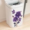 Vintage Hand Painted Purple Roses and Butterflies Toilet and Wall Sticker Set Waterproof Self-Adhesive Removable Decal for Bathroom WC Decoration