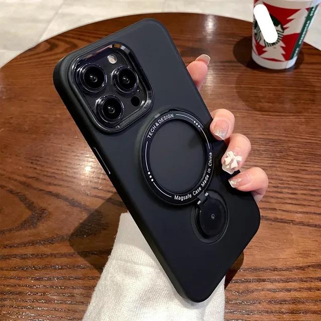 For iPhone 15 14 13 12 11 Pro Plus Max Case 360 Ring Stand Magnetic Magsafe Cover Matte Soft Clear Shell Antifall NonSlip Fundas