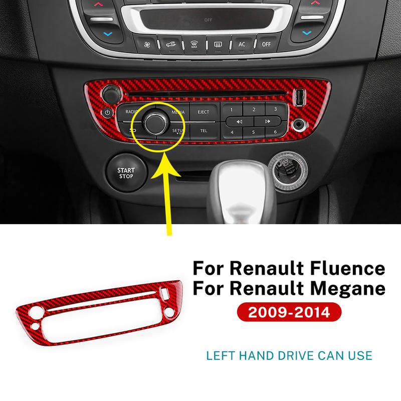 Renault Fluence Megane RS 2009 2010 2011 2012 2013 2014 için Gerçek Yumuşak Karbon Fiber Çıkartma LHD Merkezi Kontrol CD İç Çerçevesi