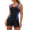 Women's One,piece Swimsuit, Women's Swimsuit Print Splicing, Conservative Sports Competition Swimsuit