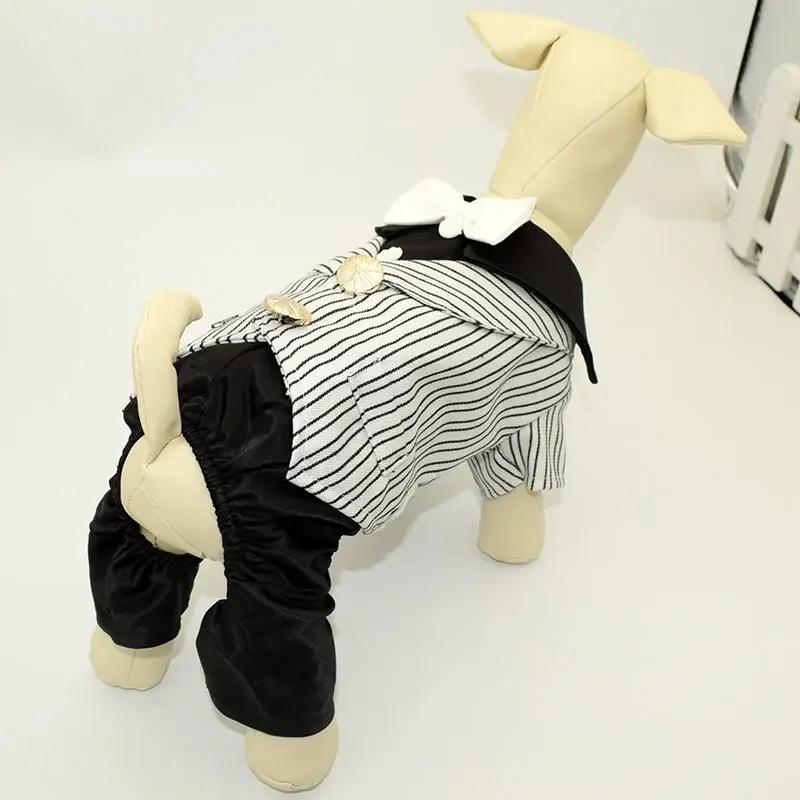 Dog Wedding Dress Suit Tuxedo Boy Dog Clothes Jumpsuit Male Dog Costume Yorkie Poodle Bichon Pomeranian Pet Clothing Dropship S белый