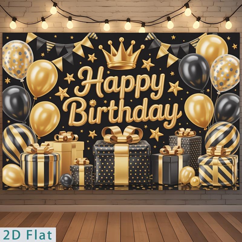 Birthday Party Backdrop Gold Black Polyester Banner Photo Booth Decoration 29