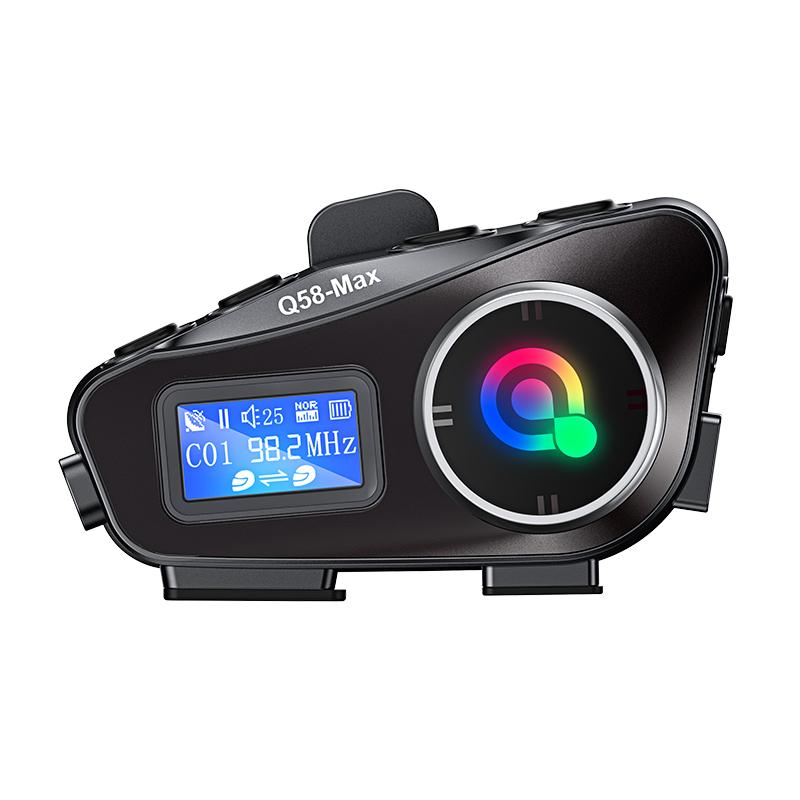 Motorcycle Intercom Helmet Headset BT5.3 500M Intercomunicador Moto FM Radio Music Share LCD Display Headphone For 2 Riders Q58-Max