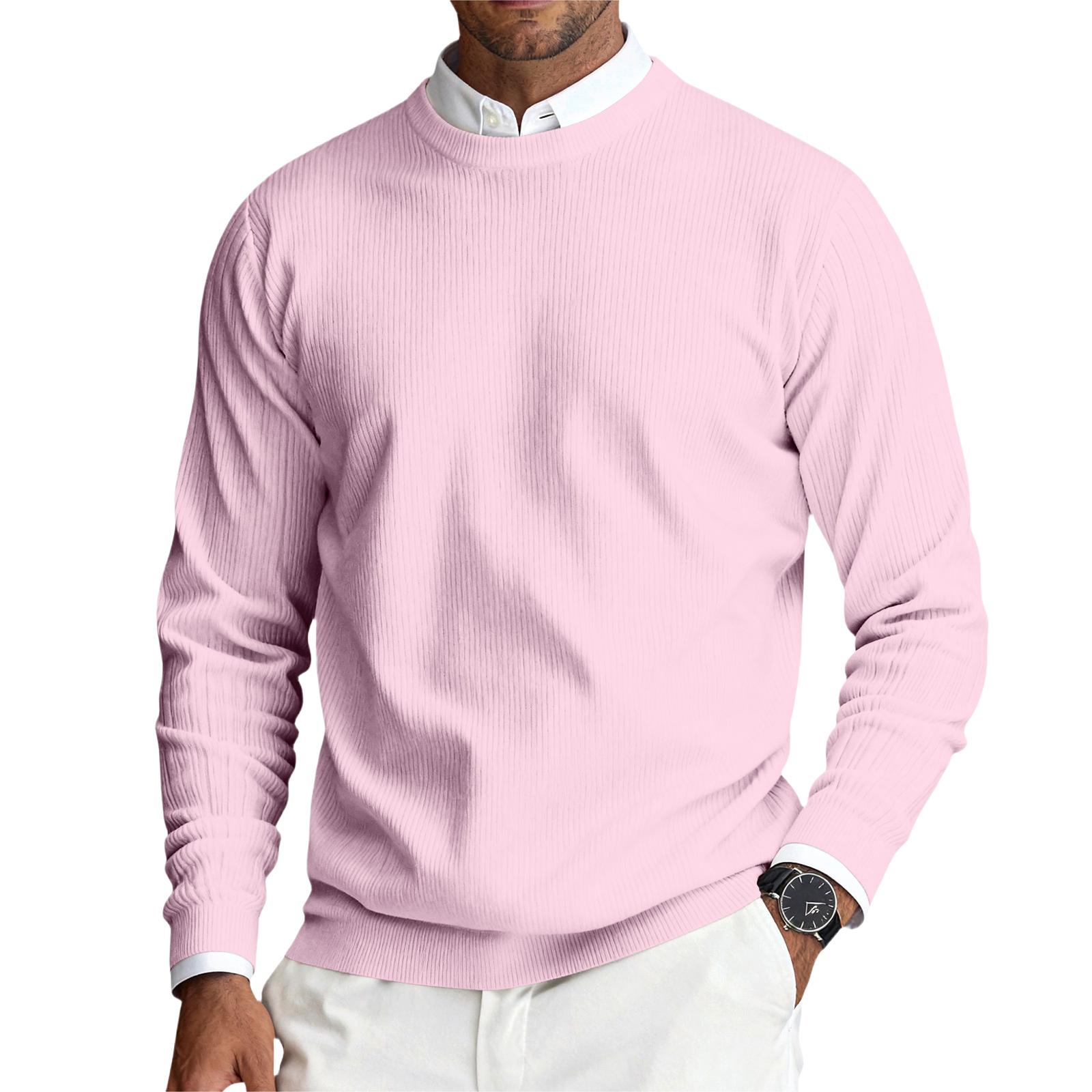 Master key Heren Ronde Hals Lange Mouw Geribd Gebreide Pullover XXXL roze