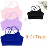 Children’s Open Back Crop Tank Top Asymmetrical Design Thin Spaghetti Straps Sleeveless for Yoga Gym Activewear