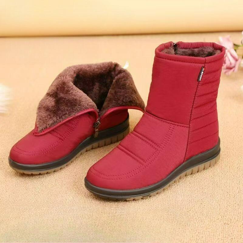 Waterproof Snow Boots Women's Plus Velvet Thickened Warm Non-slip Thick-soled Cotton Boots Mid-tube Non-slip Winter Cotton Shoes Mid-tube Boots
