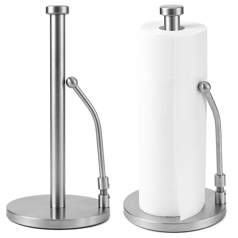 Paper Towel Holder Rack Organizer Stainless Steel Kitchen Roll Holder Countertop Roll Dispenser with Weighted Base