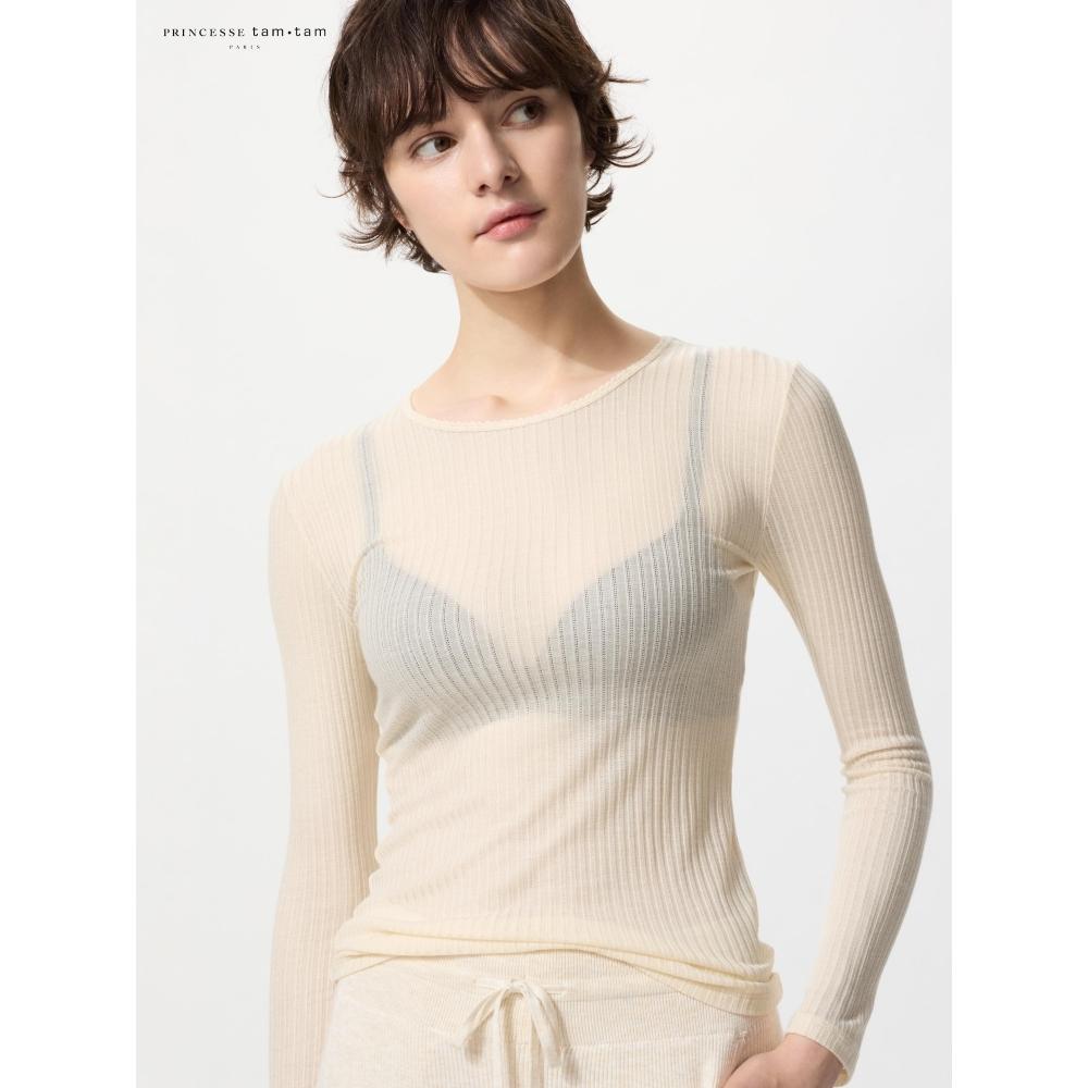 Uniqlo HeaTTech Cashmere Blend PoinTed T shirT
