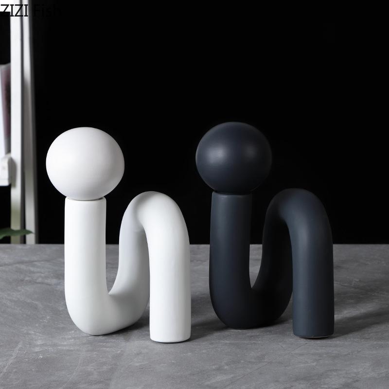 Creative Twisted Pipeline Abstract Artwork Statue Desk Decoration Ornaments Modern Crafts Ceramic Sculpture Room Aesthetic Decor