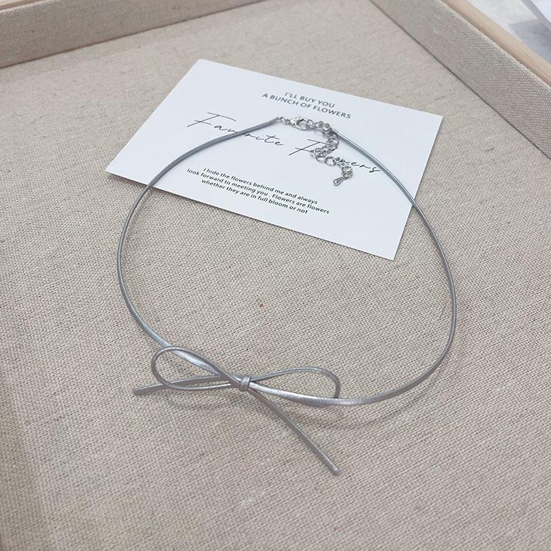 Южная Корея Дондэмун новое двухслойное жемчужное ожерелье высококлассная нишевая кожаная цепочка с бантом на ключицу цепочка на шею